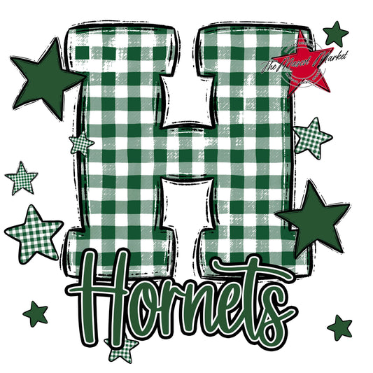 Hornets Plaid Star Design-Green