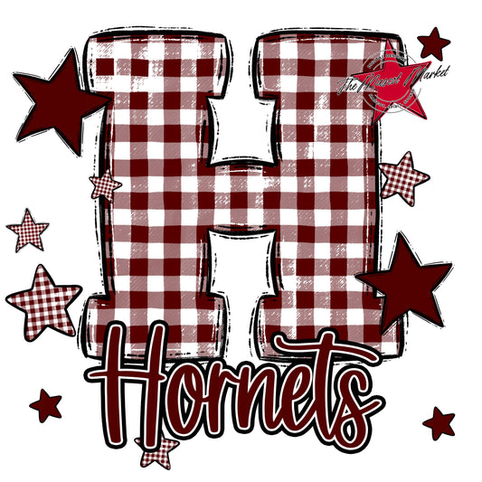 Hornets Plaid Star Design-Maroon