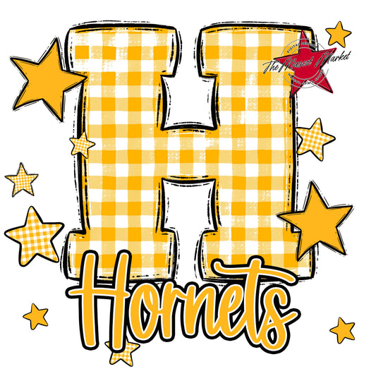 Hornets Plaid Star Design-Yellow