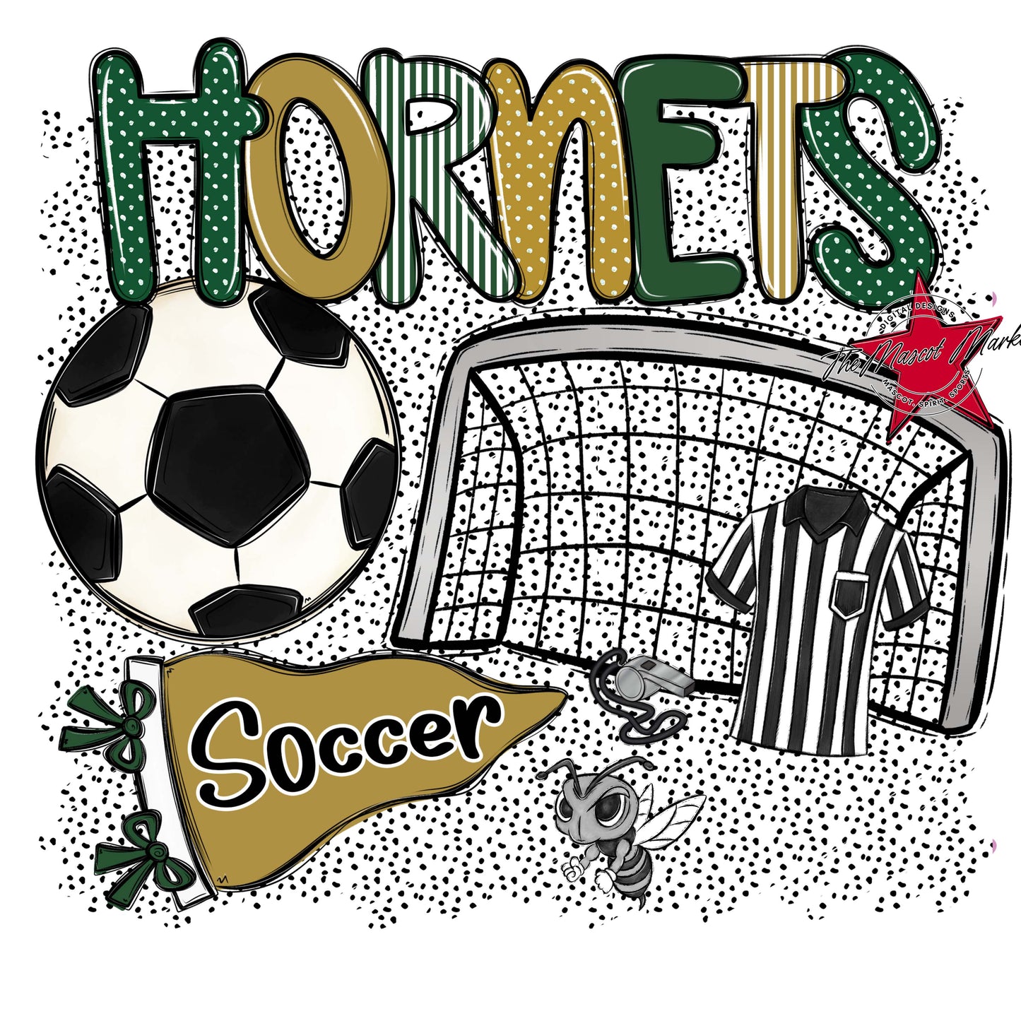 Hornets Soccer Spirit-Green & Gold