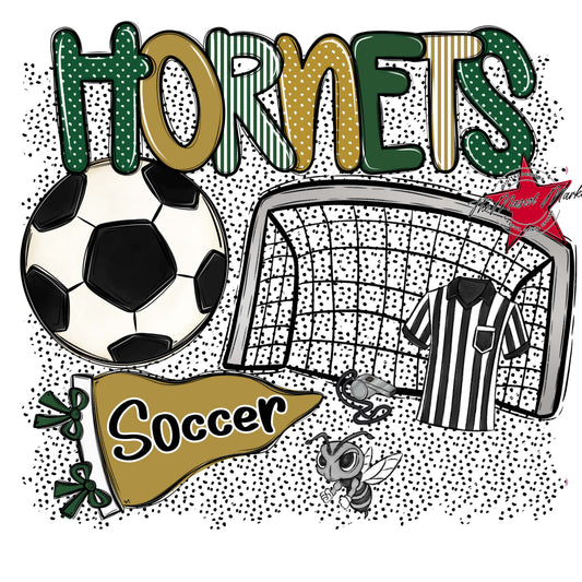 Hornets Soccer Spirit-Green & Gold