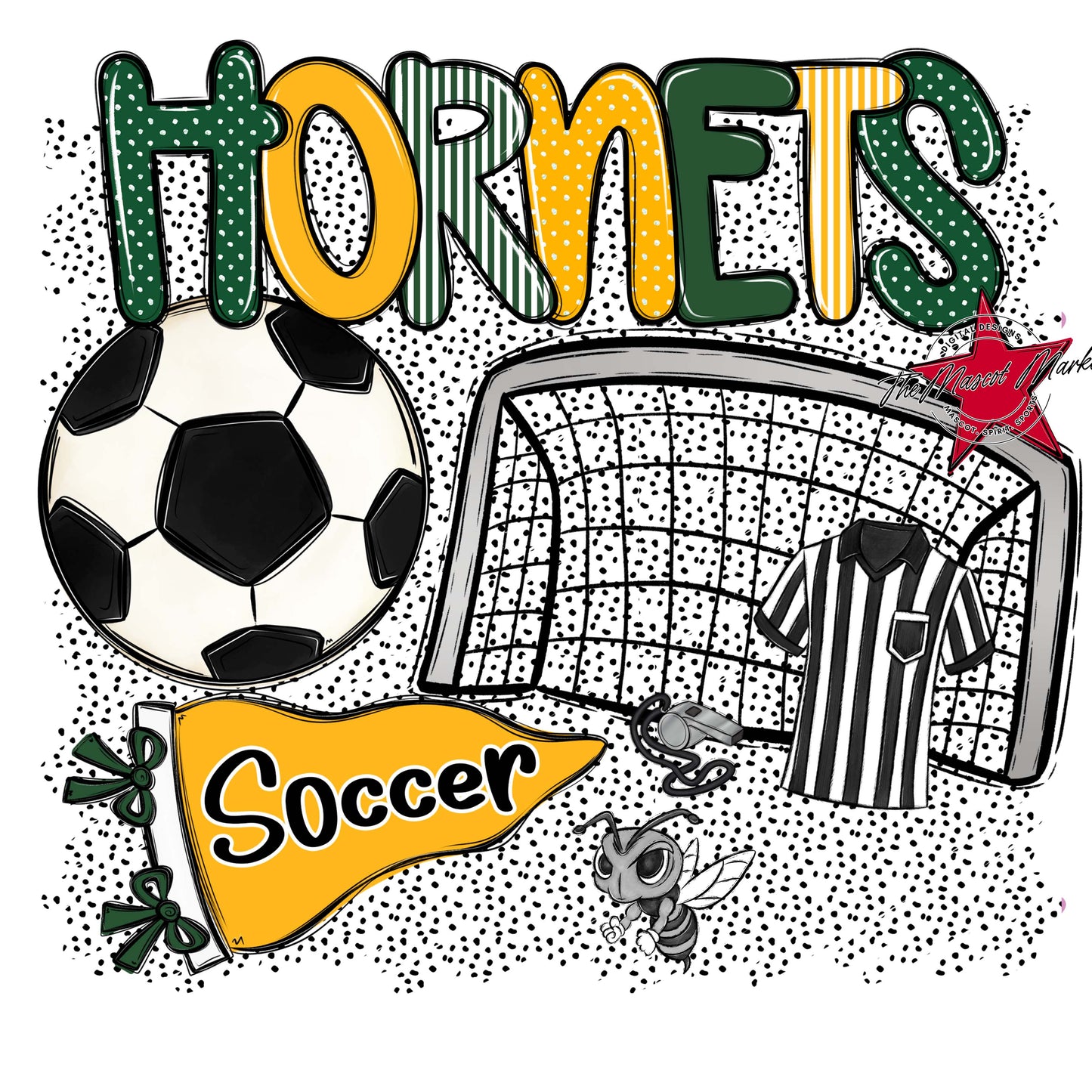 Hornets Soccer Spirit-Green & Yellow