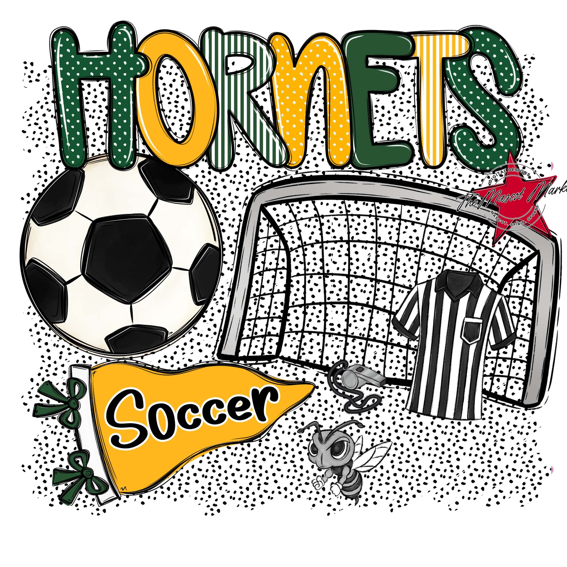 Hornets Soccer Spirit-Green & Yellow