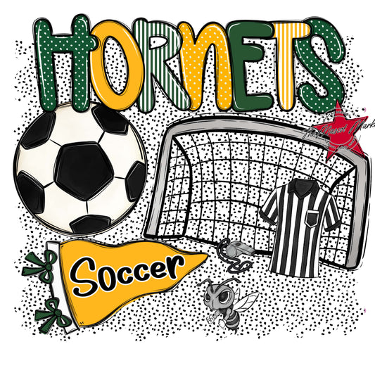 Hornets Soccer Spirit-Green & Yellow