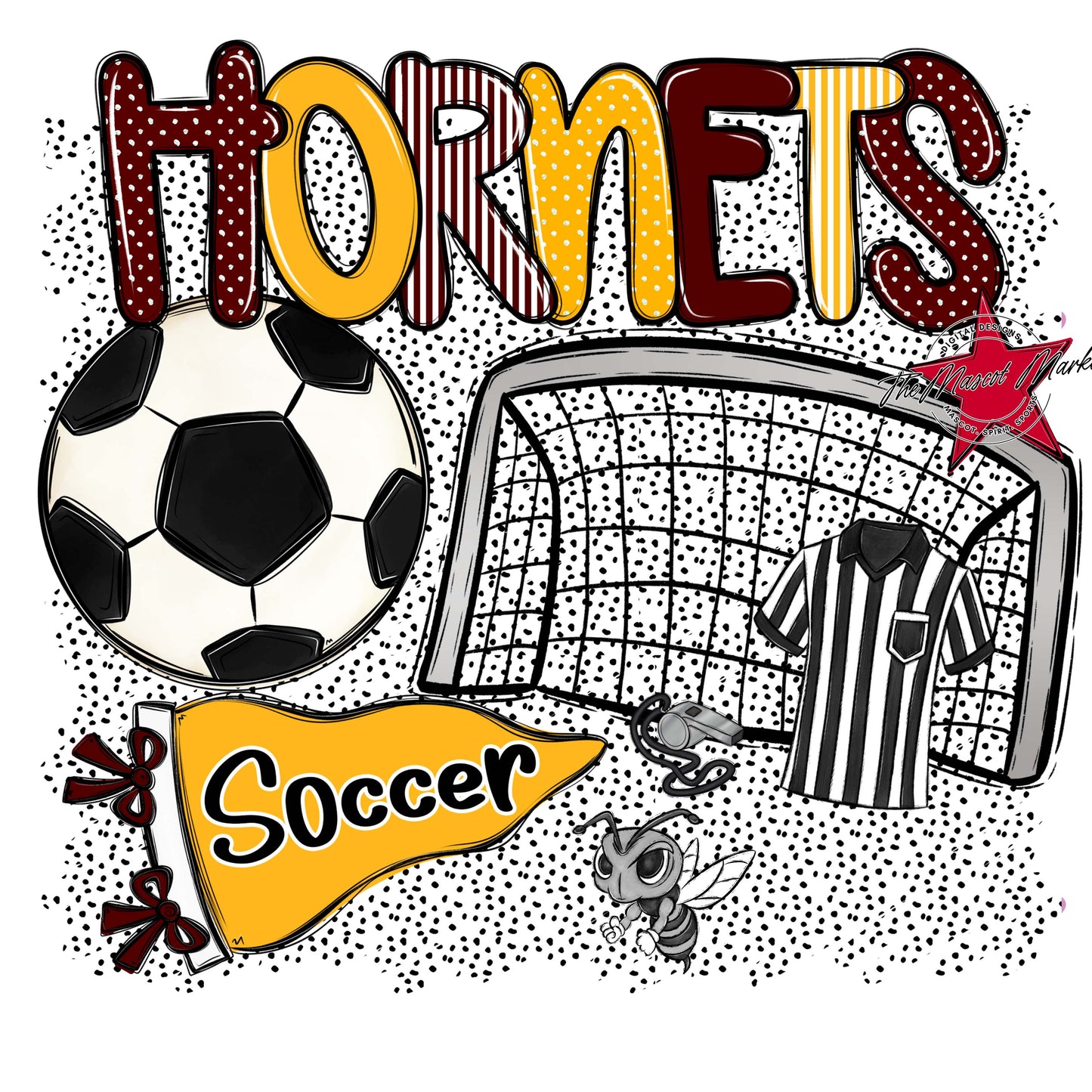 Hornets Soccer Spirit-Maroon & Yellow
