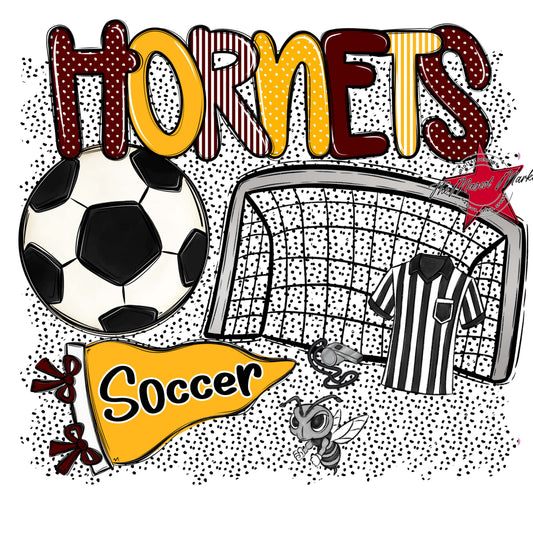 Hornets Soccer Spirit-Maroon & Yellow