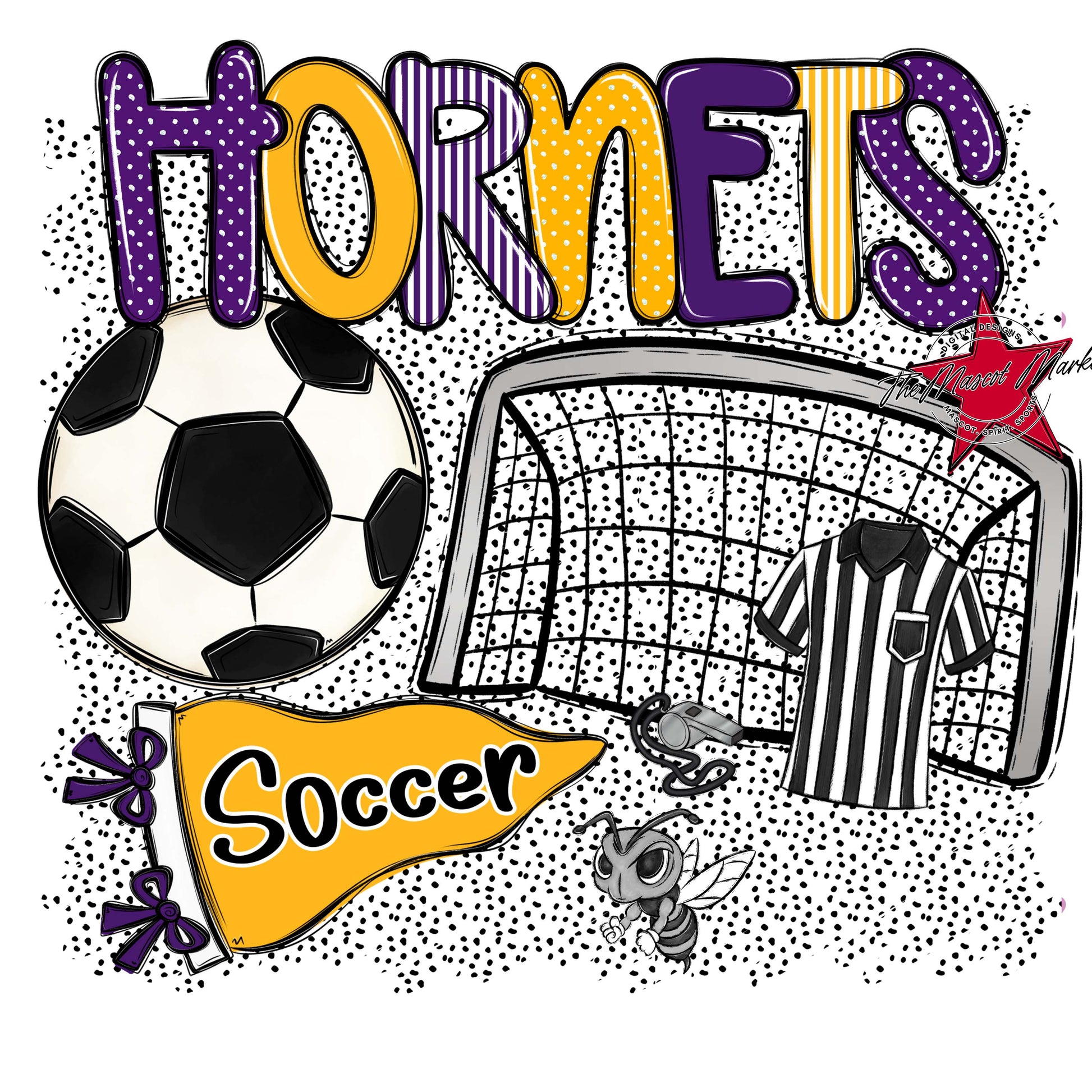 Hornets Soccer Spirit-Purple & Yellow