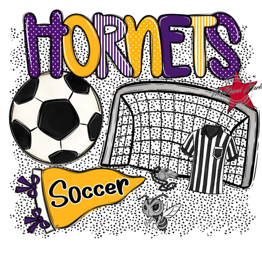 Hornets Soccer Spirit-Purple & Yellow