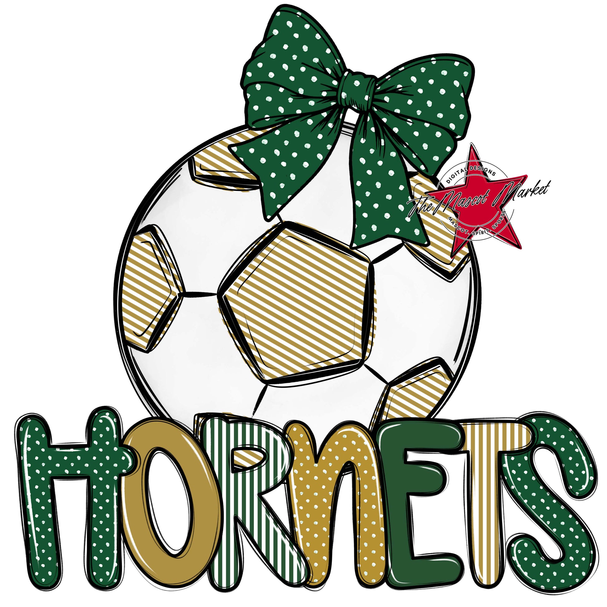 Hornets Soccer Spirit Design-Green & Gold