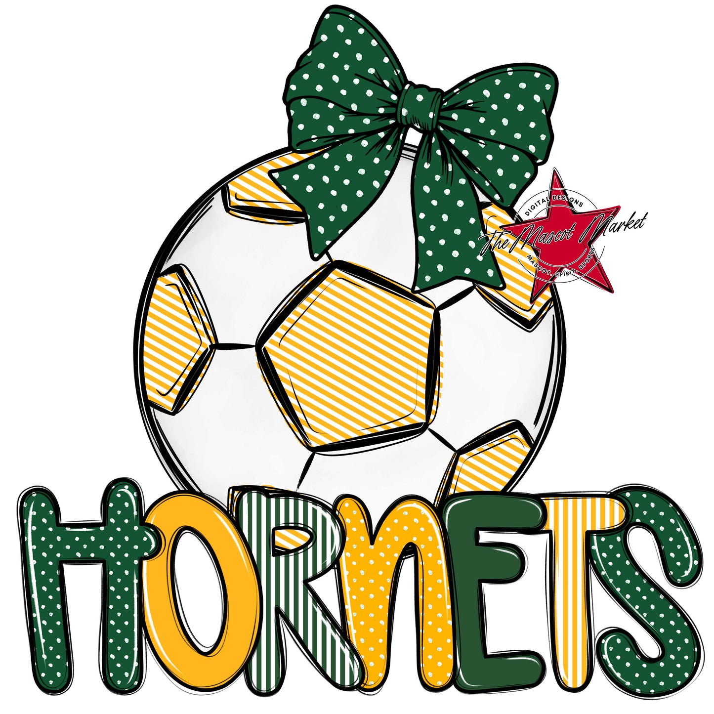 Hornets Soccer Spirit Design-Green & Yellow