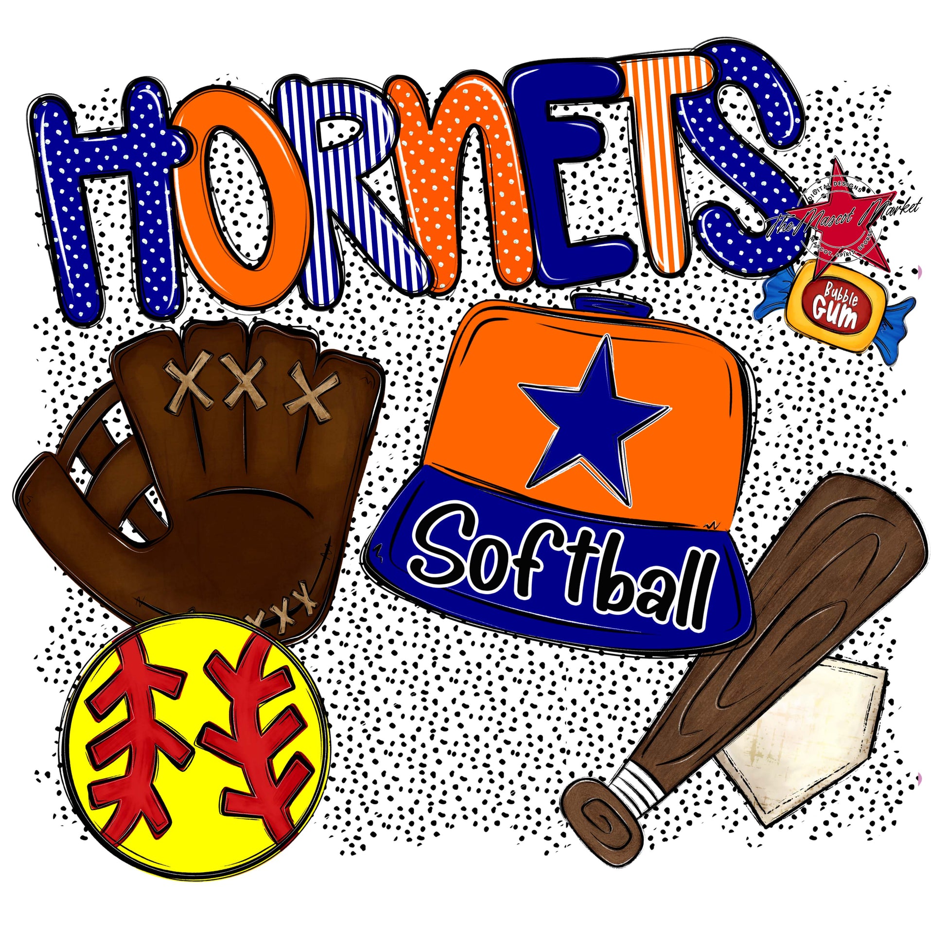 Hornets Softball Spirit-Blue & Orange