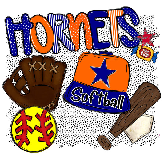 Hornets Softball Spirit-Blue & Orange