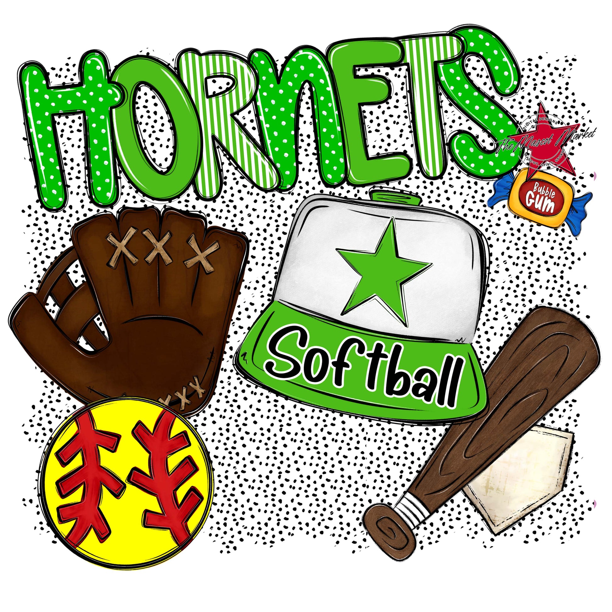 Hornets Softball Spirit-Bright Green