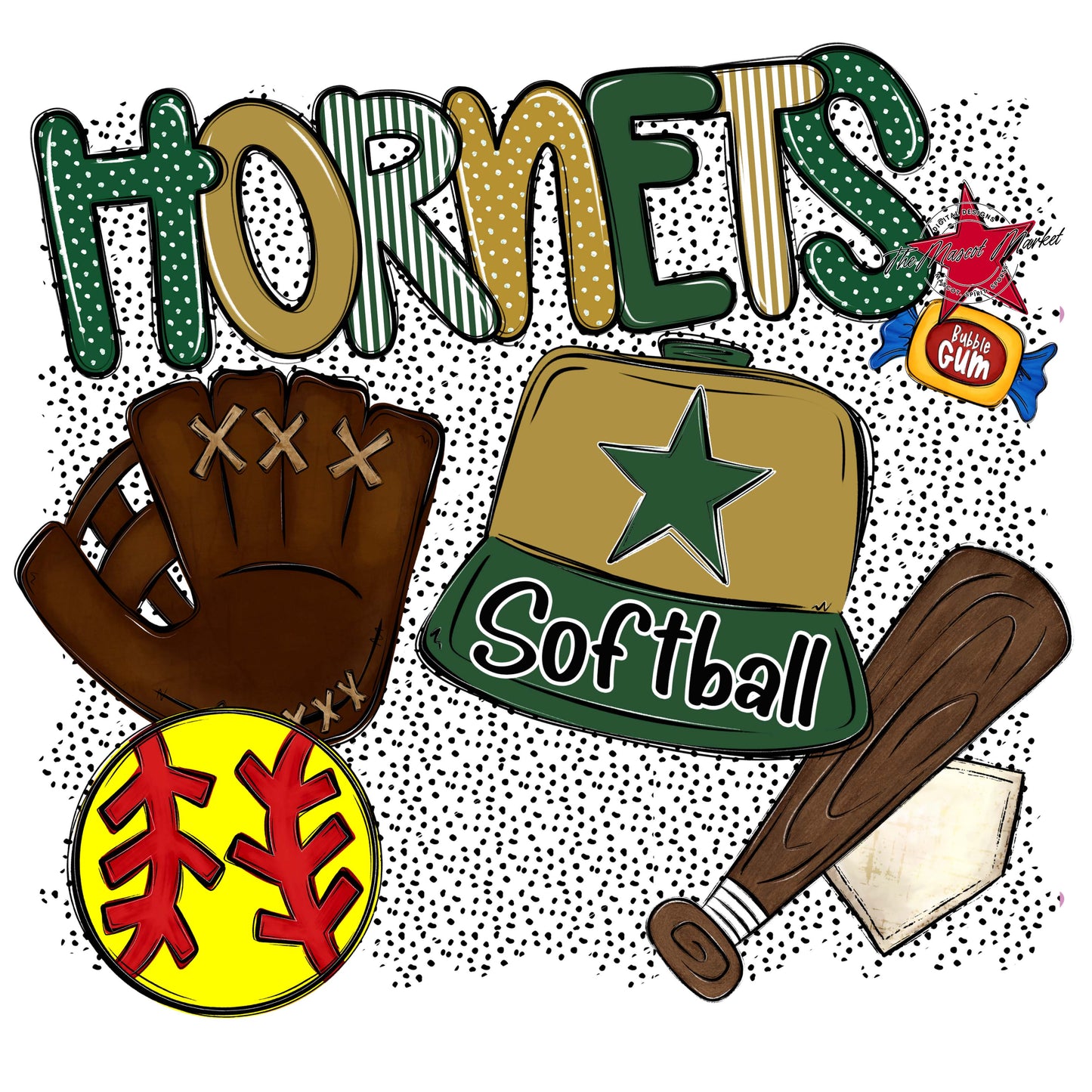 Hornets Softball Spirit-Green & Gold