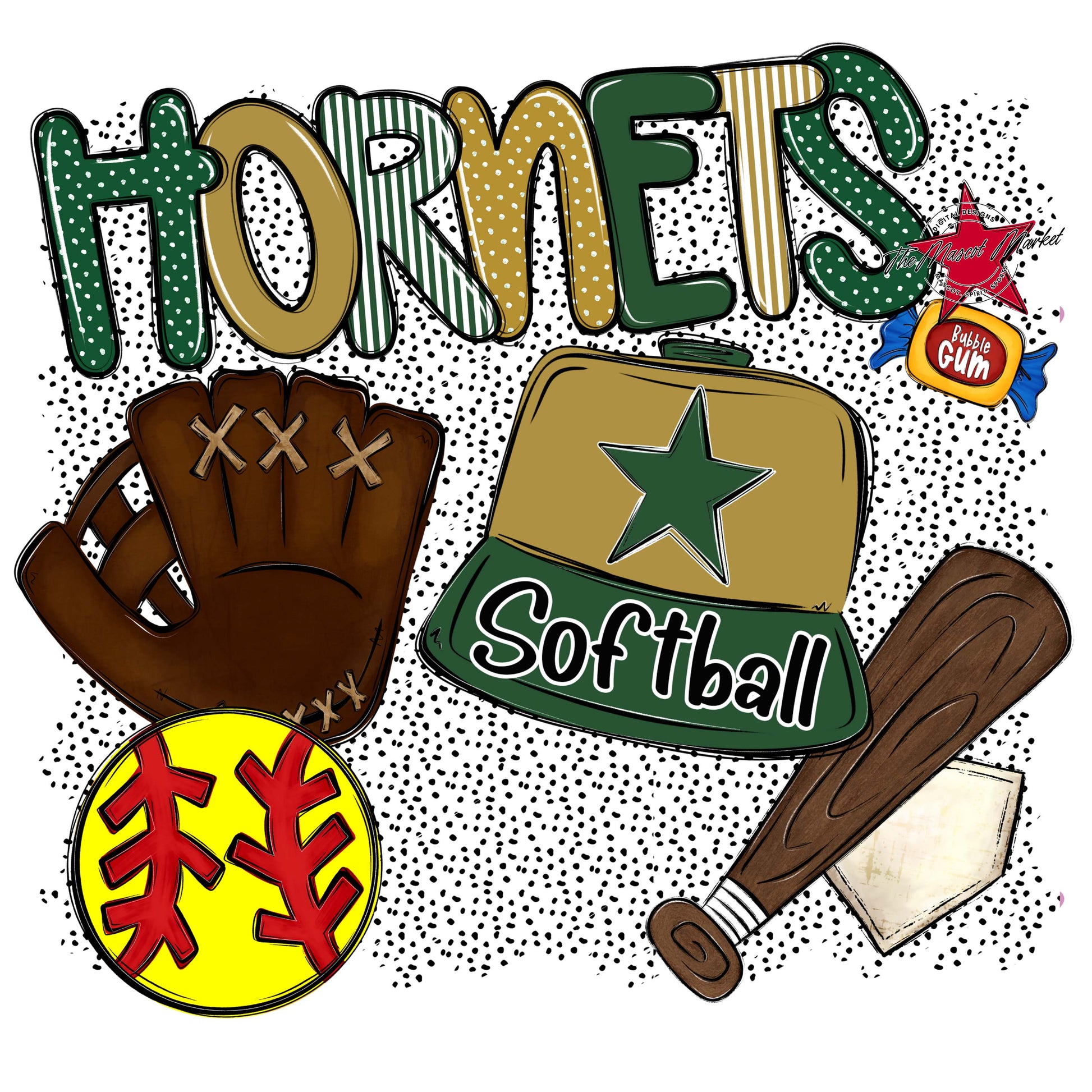 Hornets Softball Spirit-Green & Gold