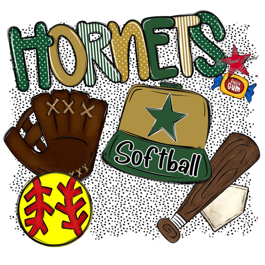 Hornets Softball Spirit-Green & Gold