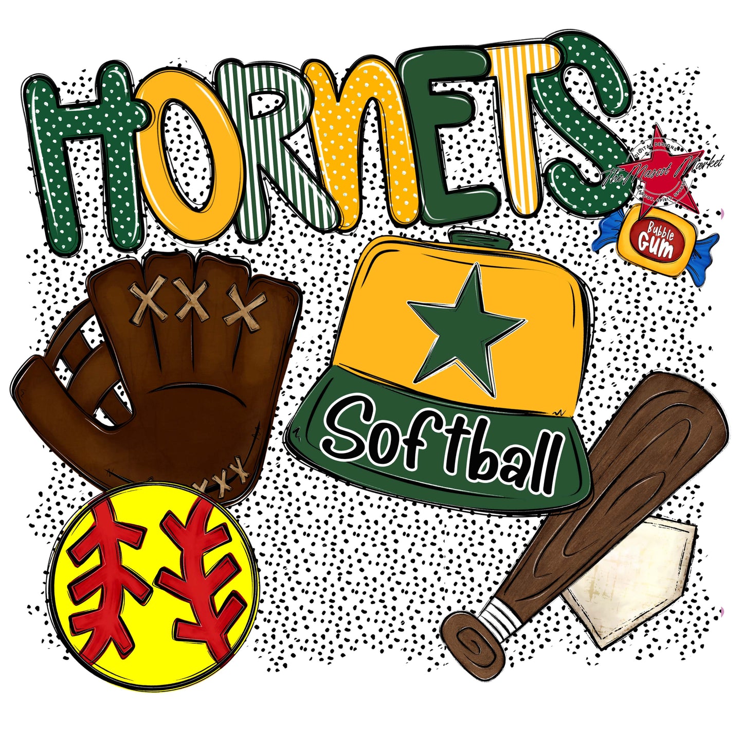 Hornets Softball Spirit-Green & Yellow