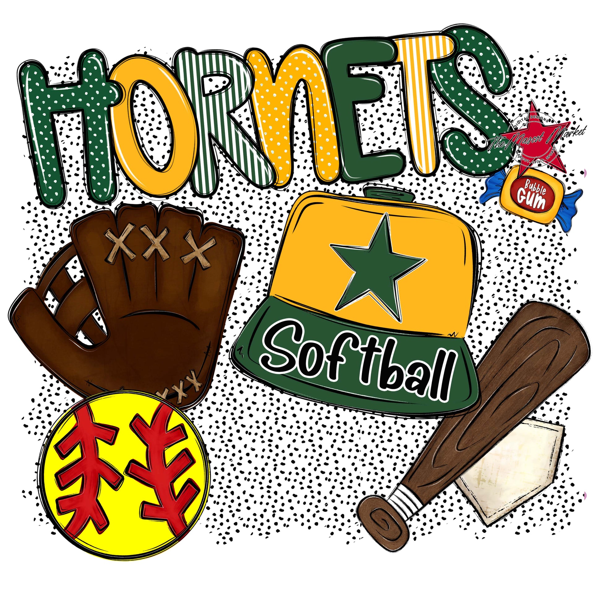 Hornets Softball Spirit-Green & Yellow