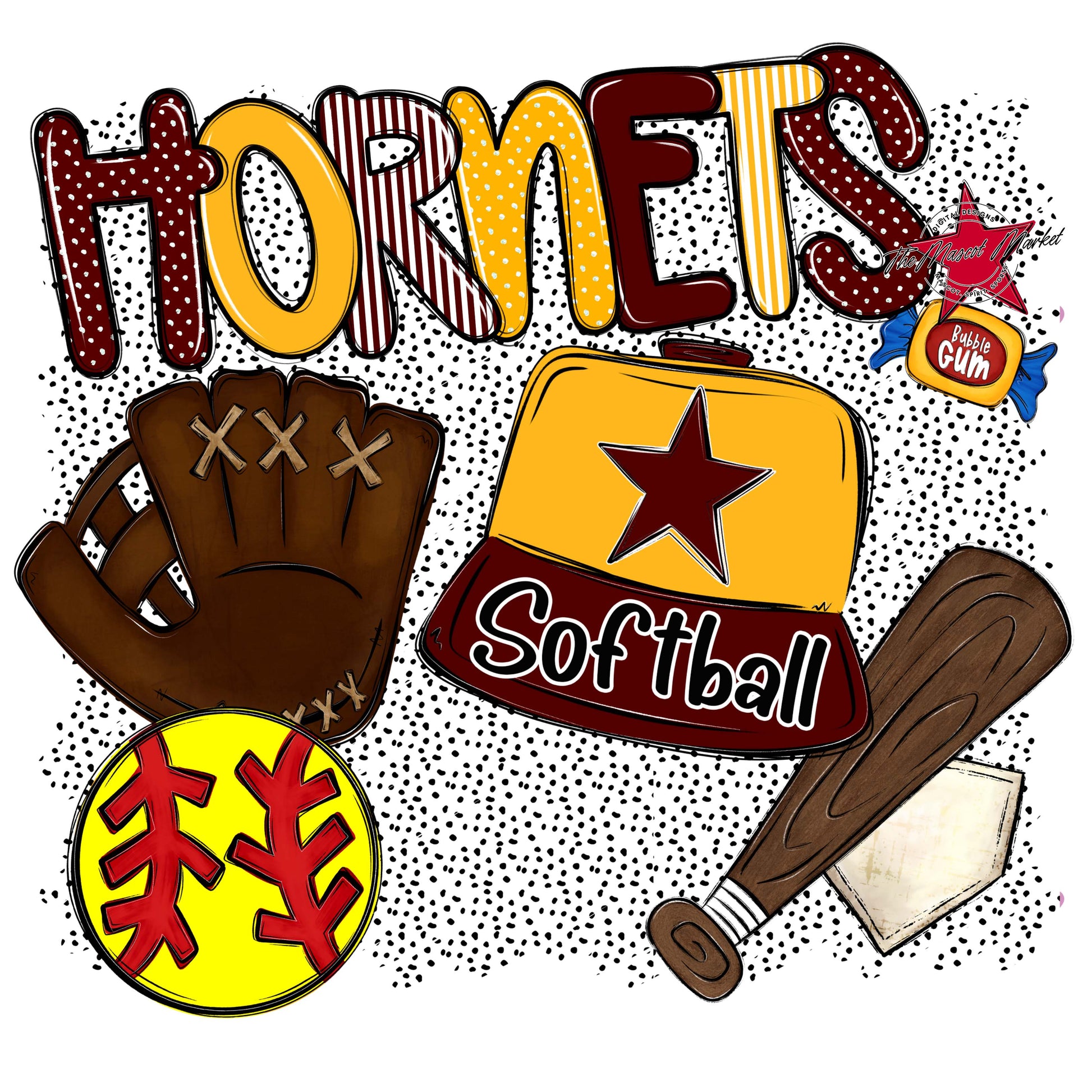 Hornets Softball Spirit-Maroon & Yellow