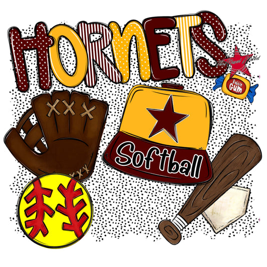 Hornets Softball Spirit-Maroon & Yellow