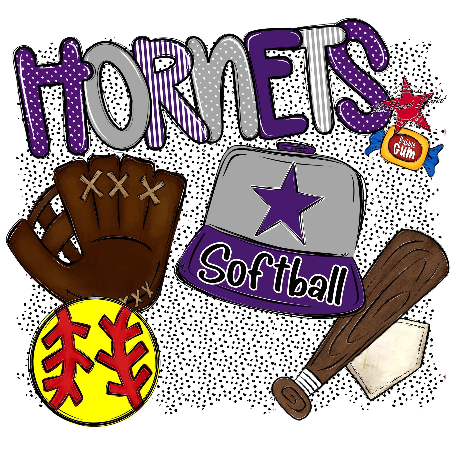 Hornets Softball Spirit-Purple & Grey