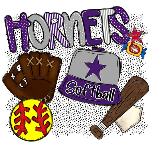 Hornets Softball Spirit-Purple & Grey