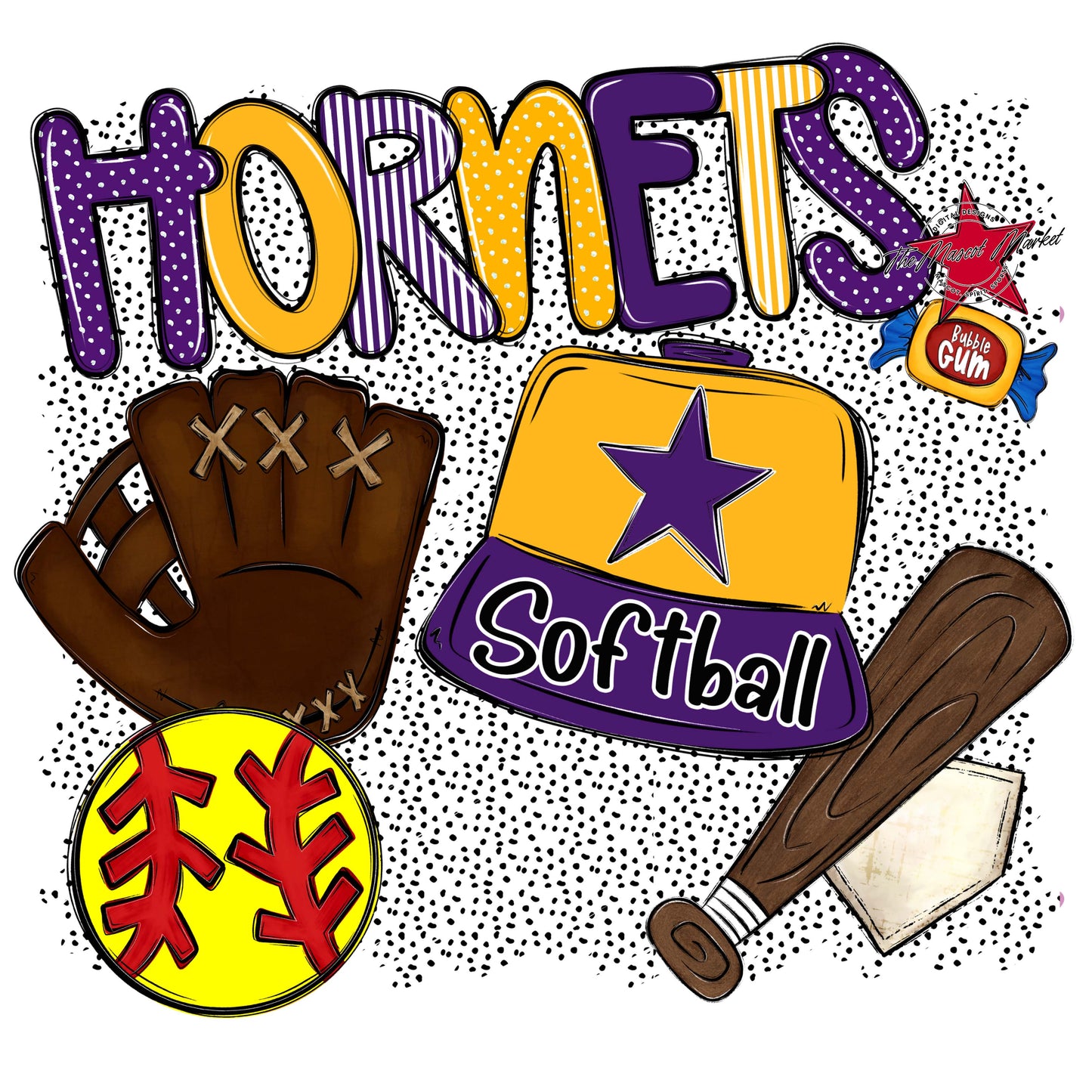 Hornets Softball Spirit-Purple & Yellow