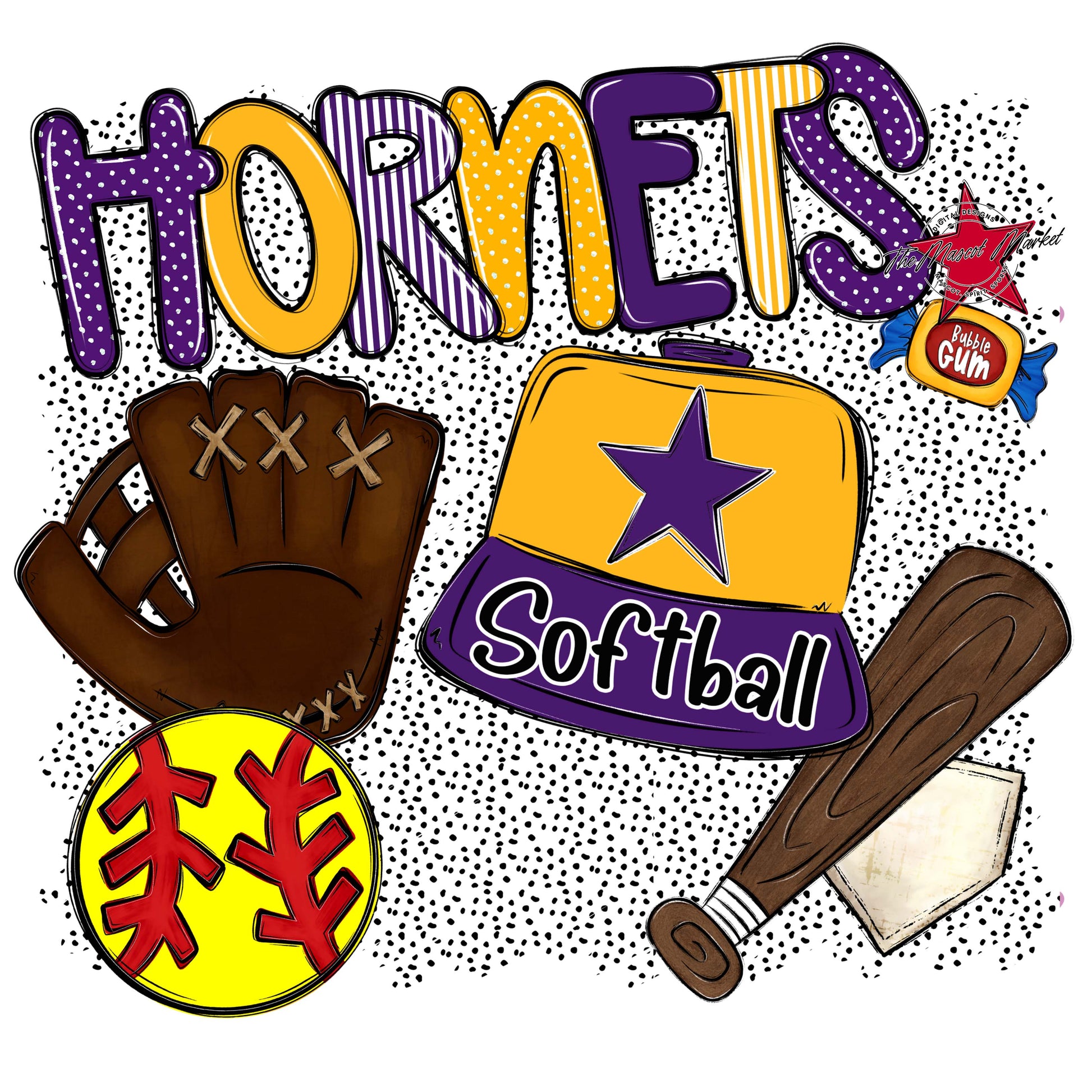 Hornets Softball Spirit-Purple & Yellow