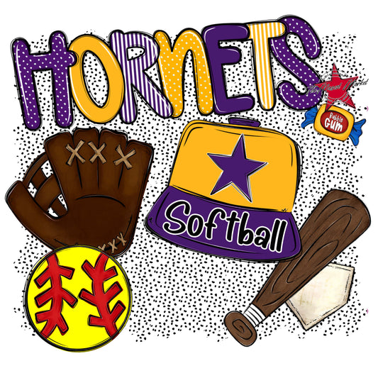 Hornets Softball Spirit-Purple & Yellow