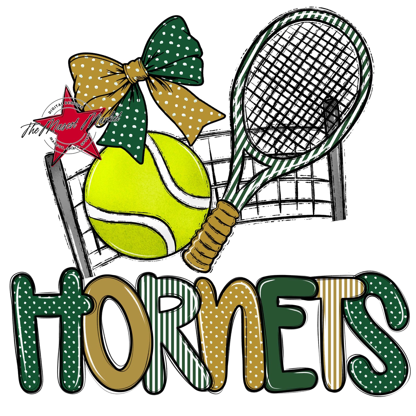 Hornets Tennis Spirit Design-Green & Gold