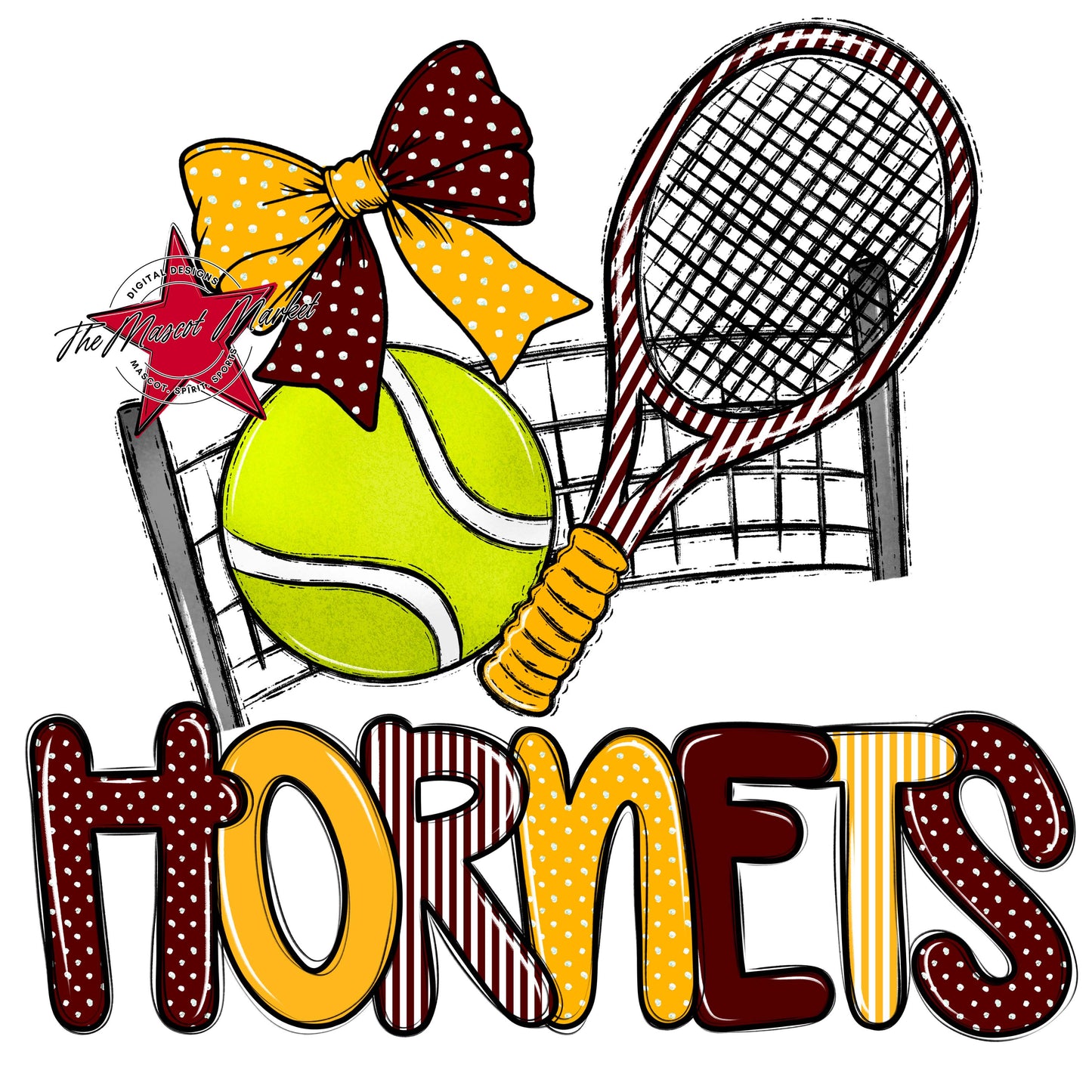 Hornets Tennis Spirit Design-Maroon & Yellow