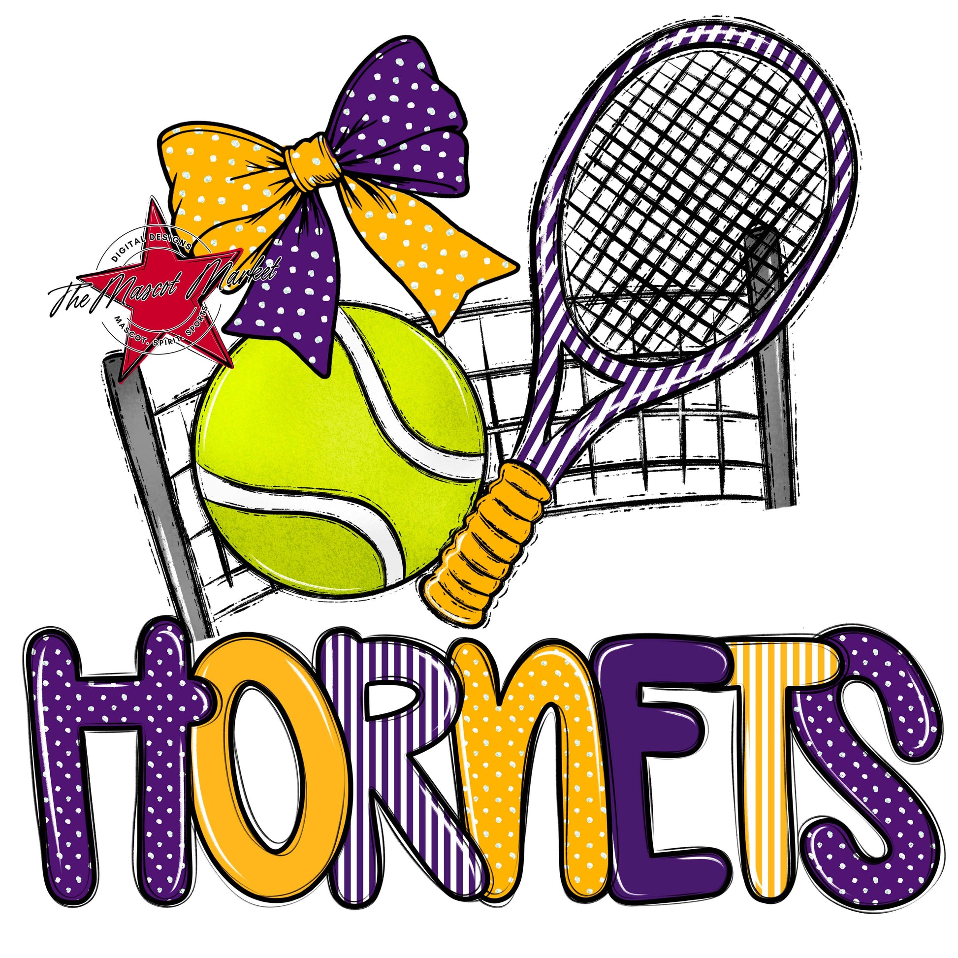 Hornets Tennis Spirit Design-Purple & Yellow