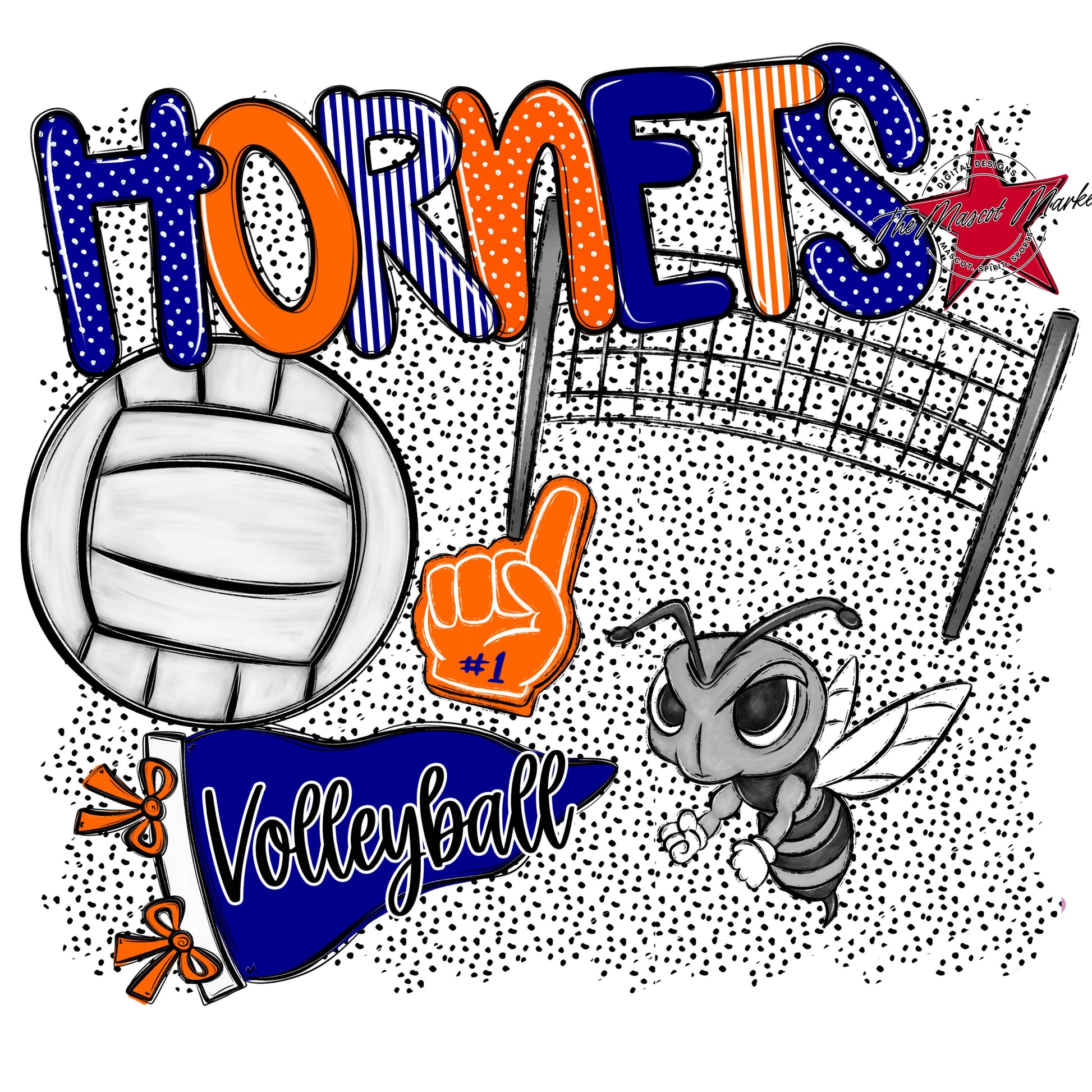 Hornets Volleyball Spirit-Blue & Orange