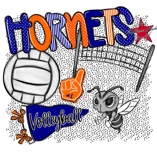 Hornets Volleyball Spirit-Blue & Orange