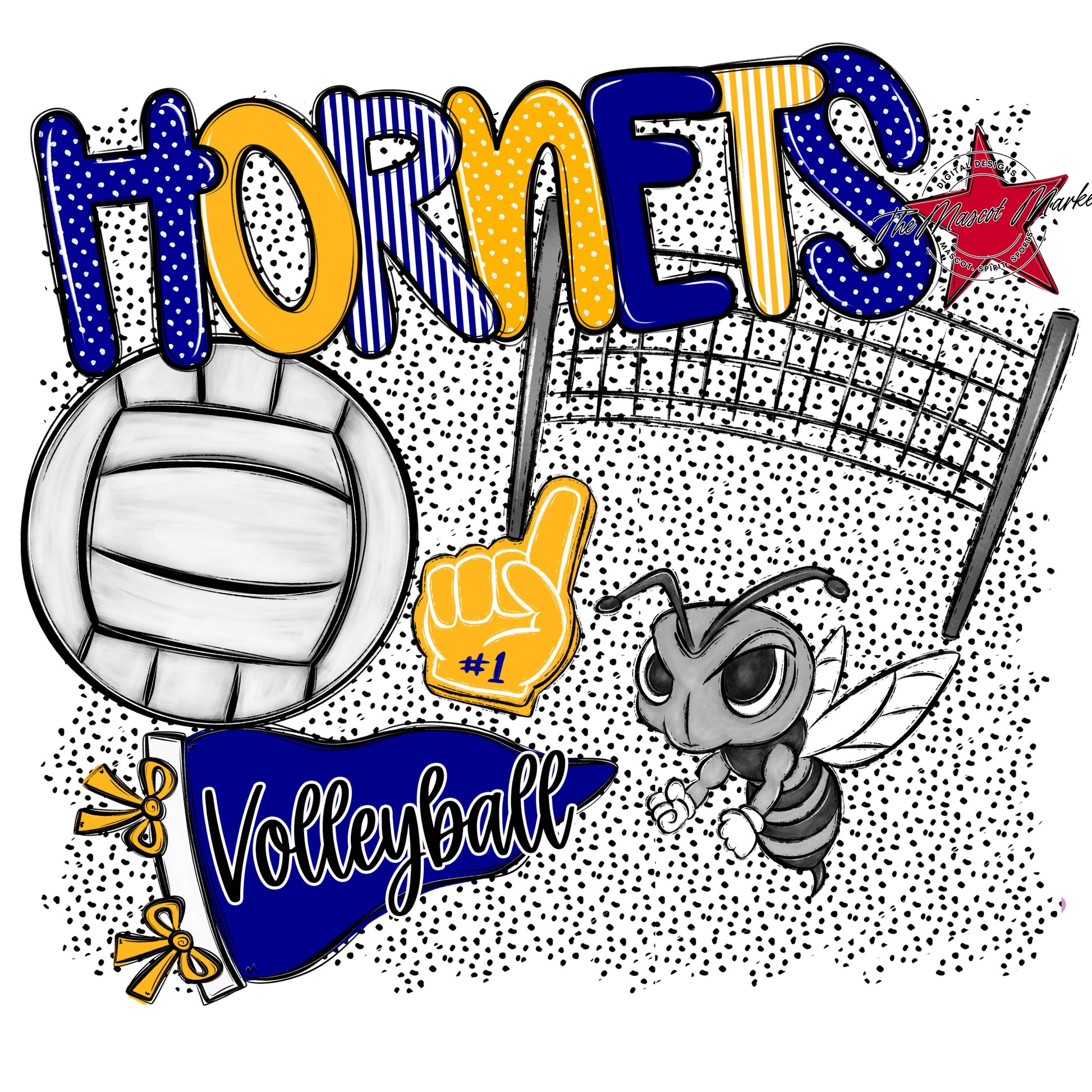 Hornets Volleyball Spirit-Blue & Yellow