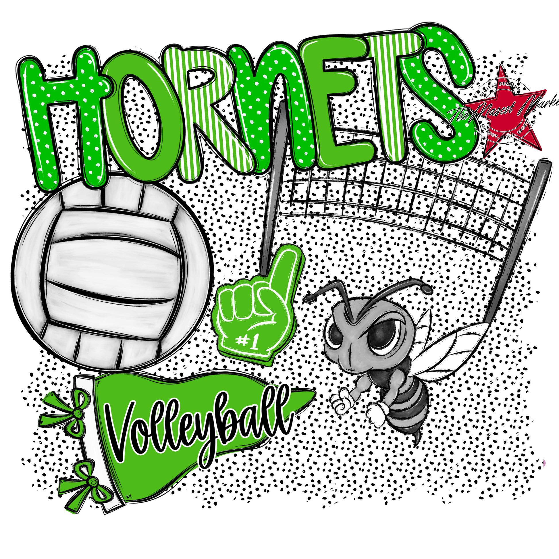 Hornets Volleyball Spirit-Bright Green
