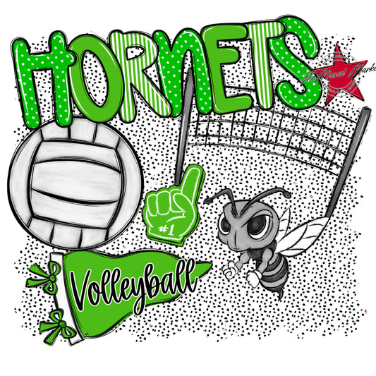 Hornets Volleyball Spirit-Bright Green