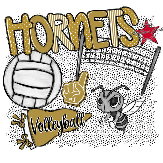 Hornets Volleyball Spirit-Gold