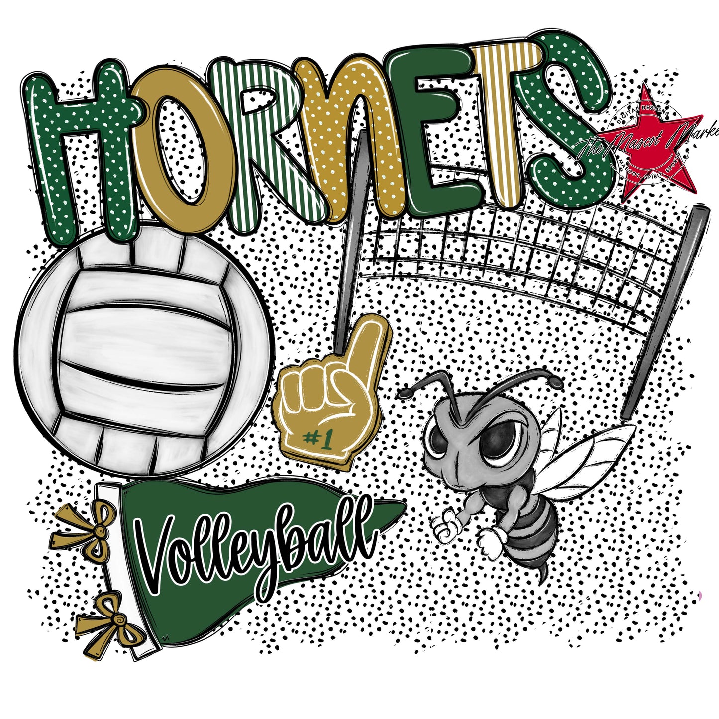 Hornets Volleyball Spirit-Green & Gold