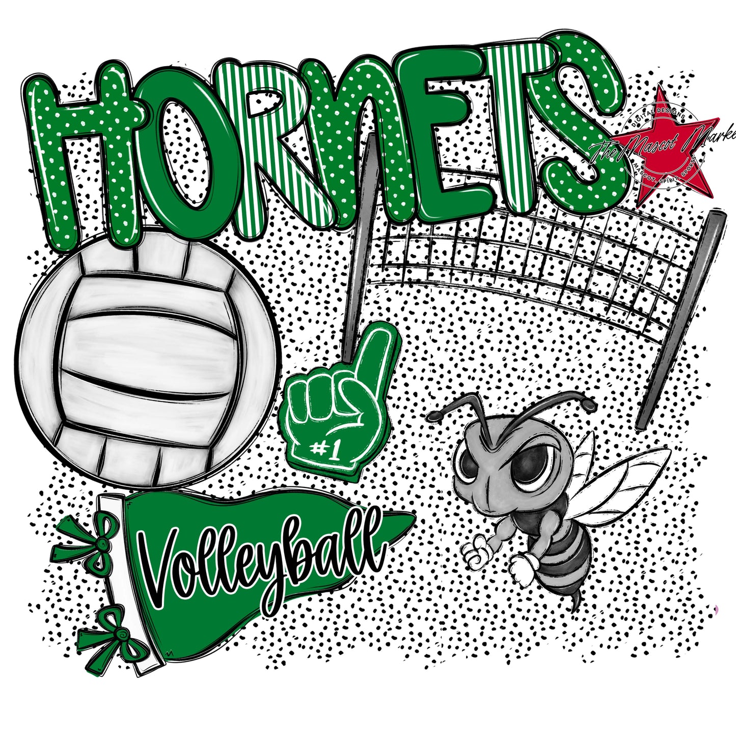 Hornets Volleyball Spirit-Kelly Green