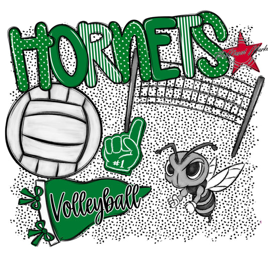 Hornets Volleyball Spirit-Kelly Green