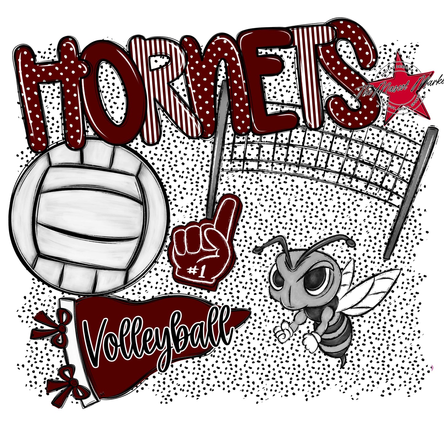 Hornets Volleyball Spirit-Maroon