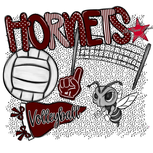 Hornets Volleyball Spirit-Maroon