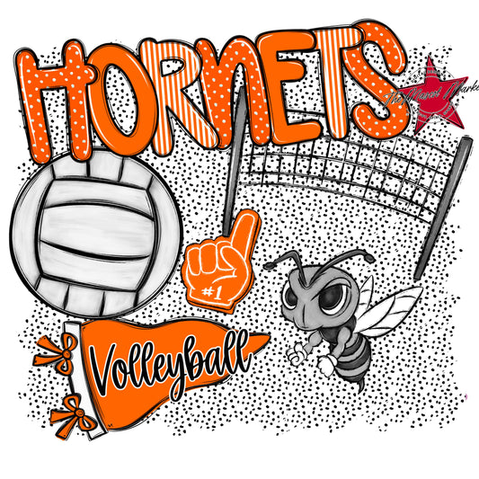 Hornets Volleyball Spirit-Orange