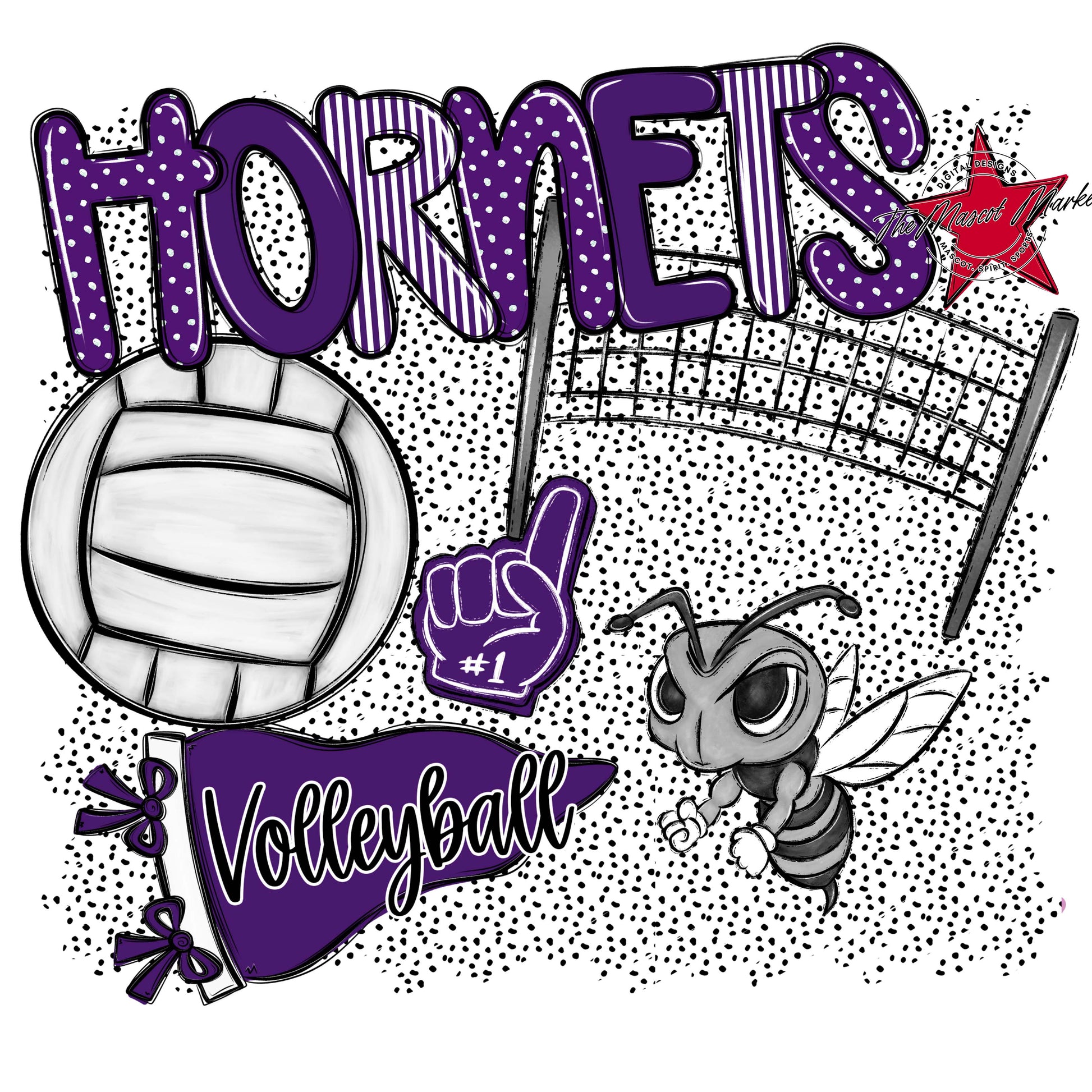 Hornets Volleyball Spirit-Purple