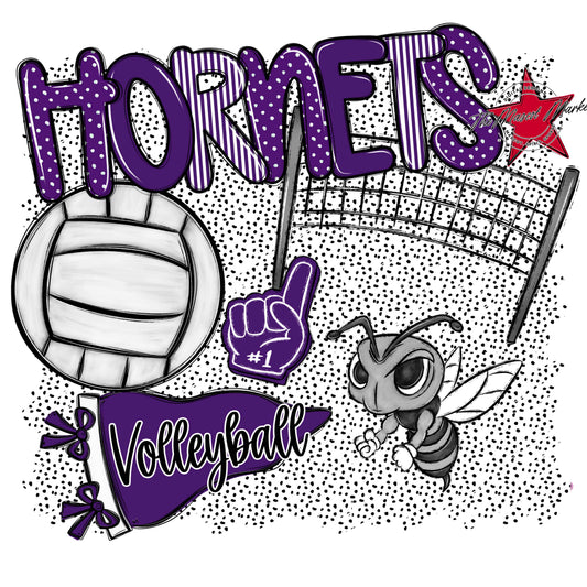 Hornets Volleyball Spirit-Purple