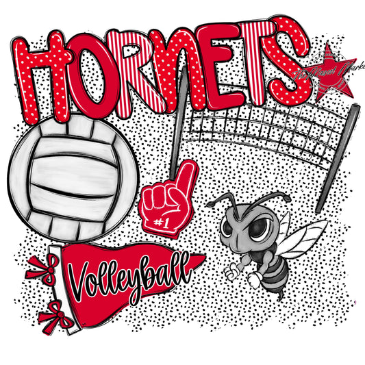 Hornets Volleyball Spirit-Red