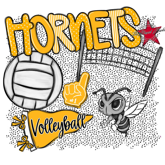 Hornets Volleyball Spirit-Yellow