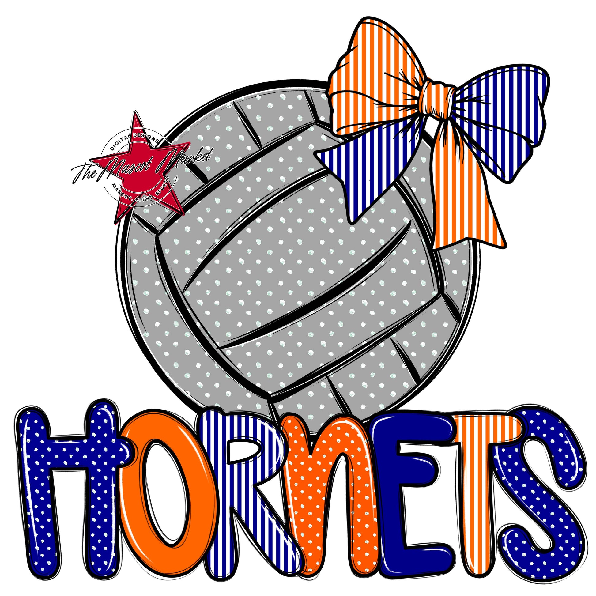 Hornets Volleyball Spirit Design-Blue & Orange