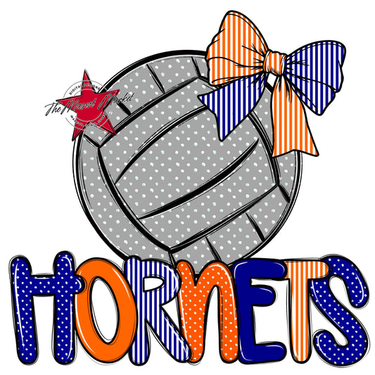 Hornets Volleyball Spirit Design-Blue & Orange